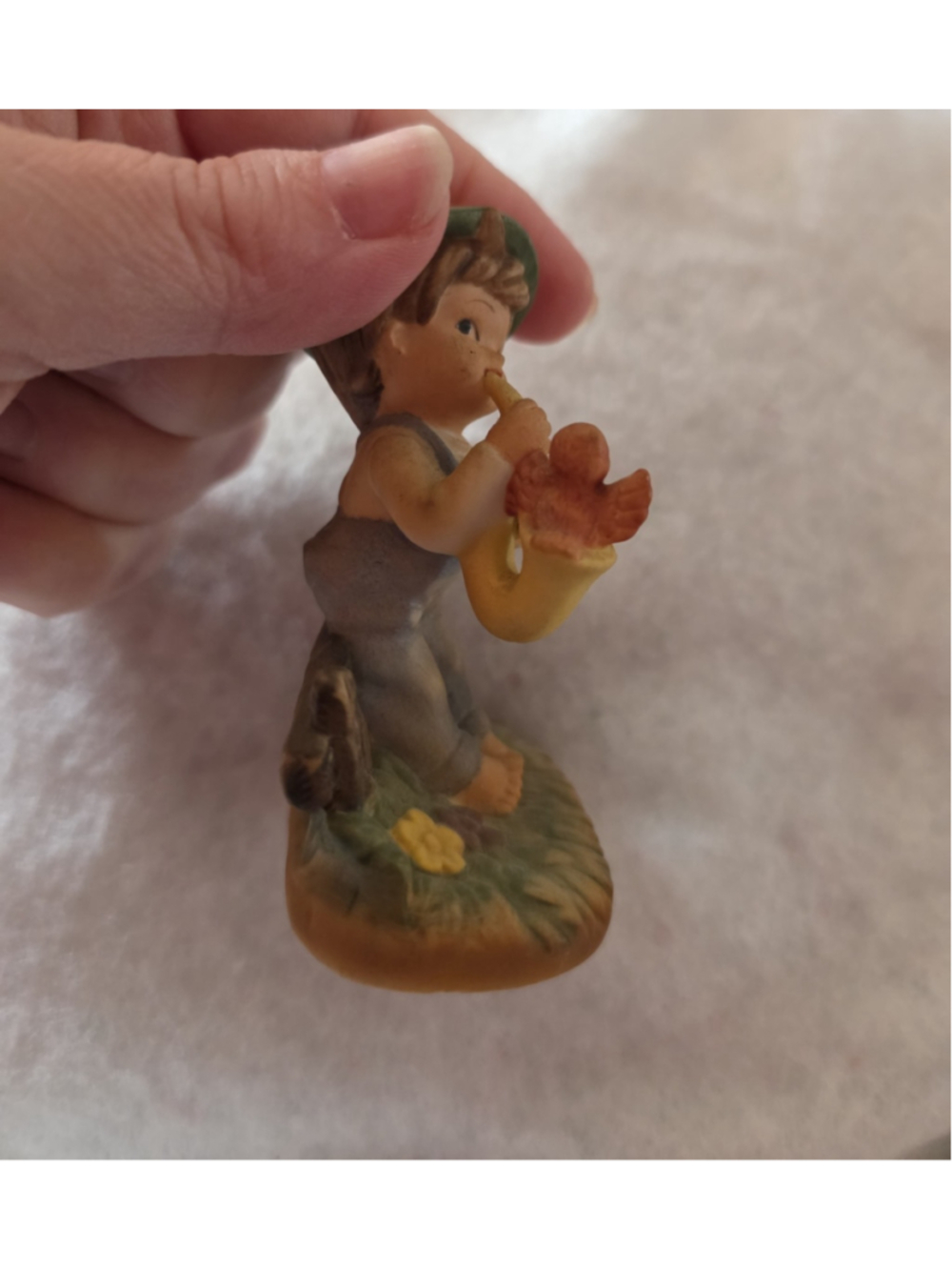 Napco Tiny Tots Porcelain Figurine Boy Playing Saxophone with Red Bird # 176 - Picture 5 of 6